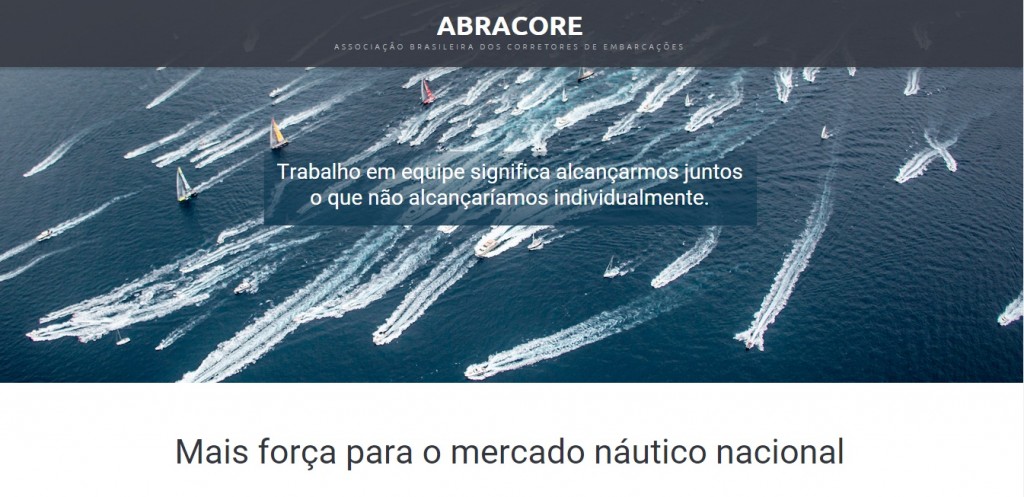 Home do novo site da ABRACORE. O cadastramento dos brokers já está aberto