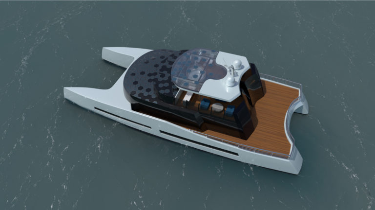 Novo catamarã de 35 m tem superestrutura de vidro